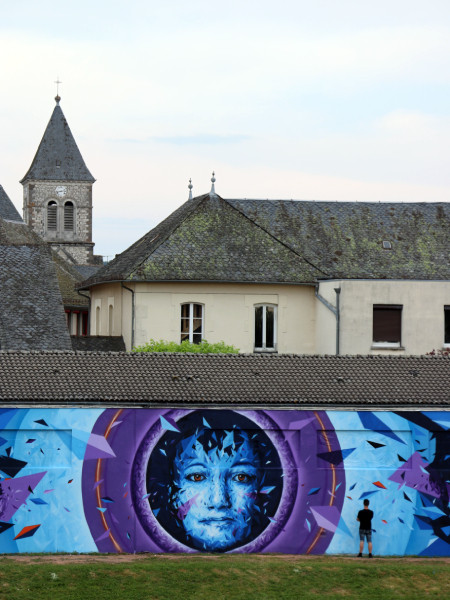 Fresque au festival Street art 10ème Art dans le Cantal en France