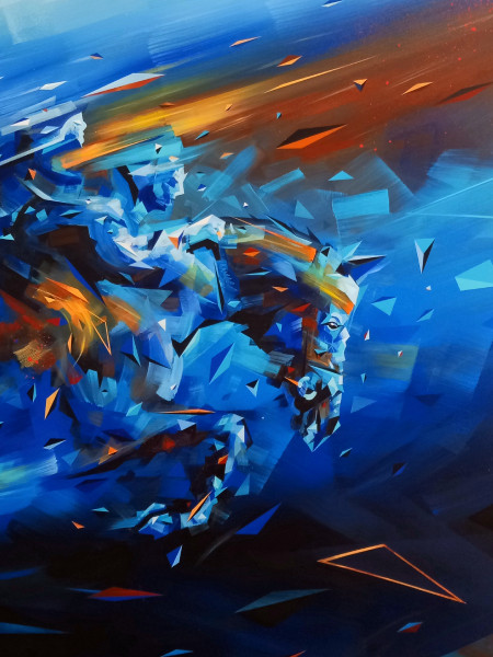 Graphic interpretation of the Bayard horse on canvas