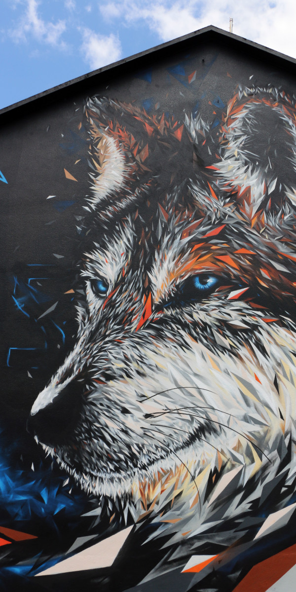 Un loup à Lisbonne pour le festival Street Art Loures Art Publica