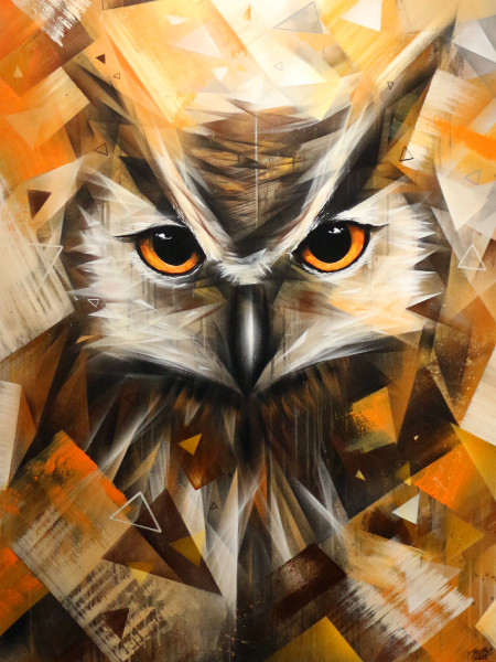 Bubo bubo is an original acrylic painting on cotton